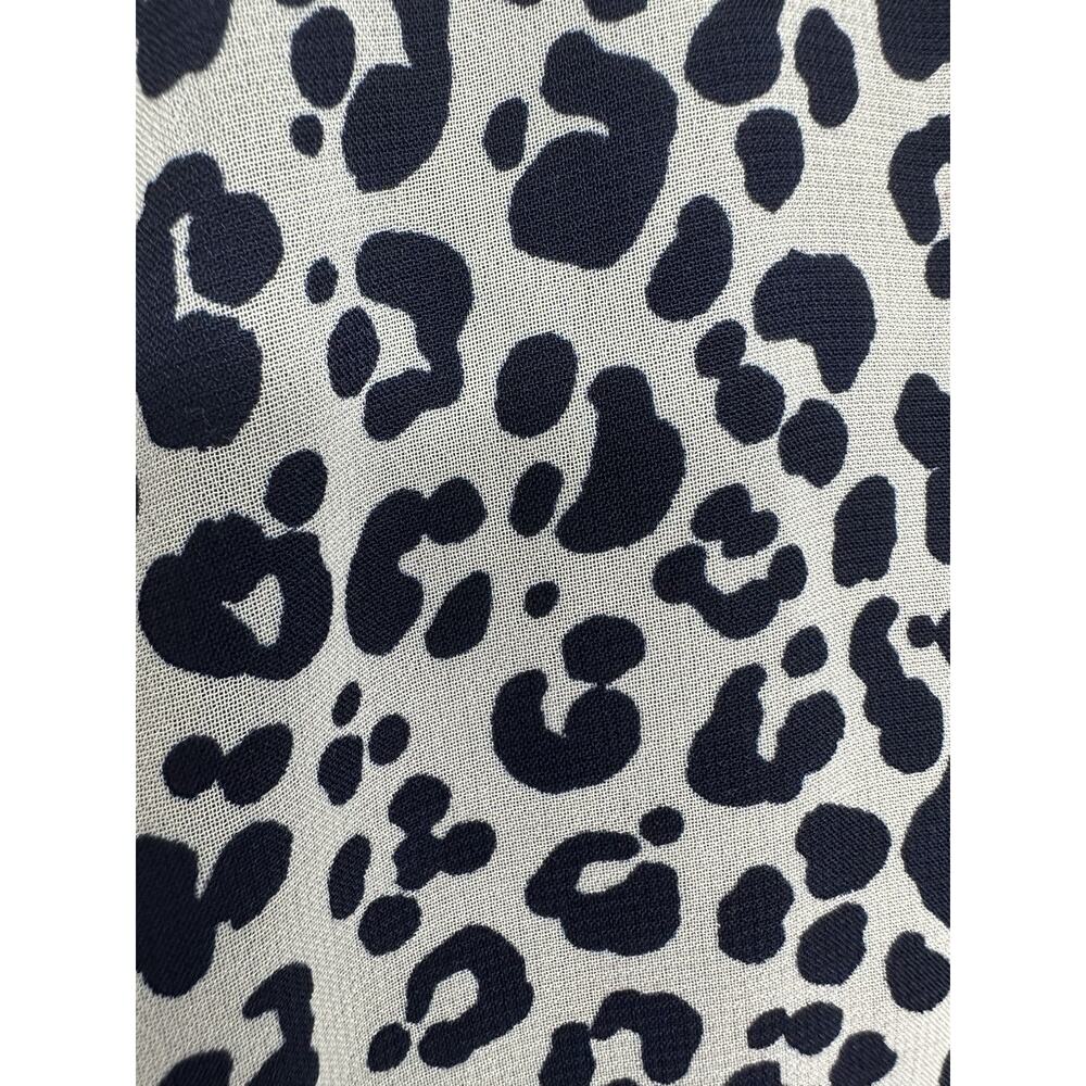 Mud Pie Womens Dress Size Medium Ruffle Neck Navy Blue Leopard Tiered - Picture 3 of 10